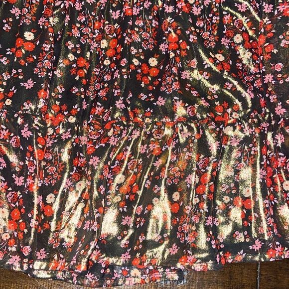 Trixxi Floral metallic Halter Dress with Gold and Pink Accents size large - Picture 5 of 8